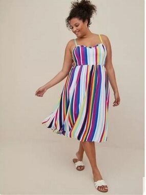 torrid Multicolor Rainbow  Stripe Midi Sundress- Progress Pride Flag🏳️‍🌈🏳️‍⚧️